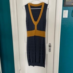 XS petroleum blue and gold dress
